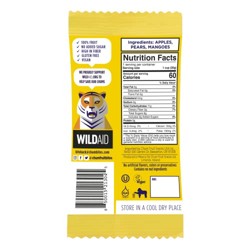 CHUM Strawberry Mango Fruit Bites 100% Natural Healthy Snack Vegan Gluten Free High Fiber Kosher Paleo 18 Count
CHUM Fru