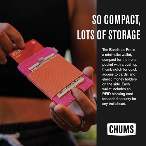 Chums Bandit Lo-Pro Minimalist Wallet - Compact RFID Protection for Men Travel