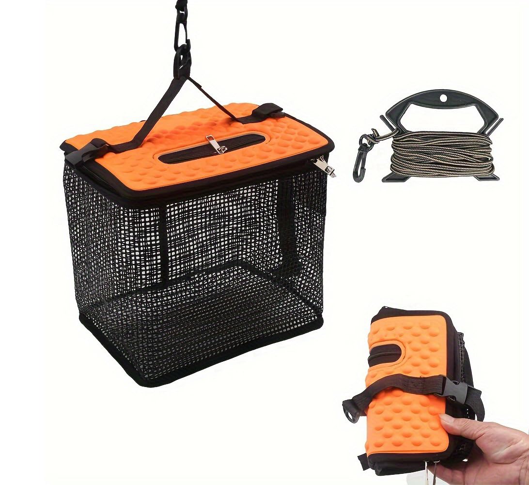 Foldable Fishing Holder Pack of 1 Floating Fish Basket for Anglers Portable Minnow Bucket
| Collapsible Mesh Fish Baske