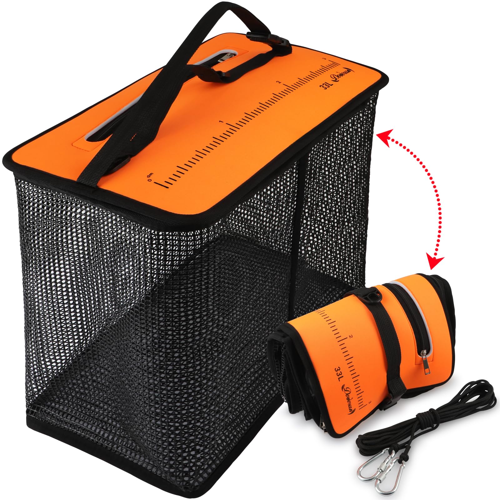 Dovesun Portable Fishing Basket for Collapsible Fish Net, Quick-Drying Rubber Coated for Fishing Bait Storage - Suitabl