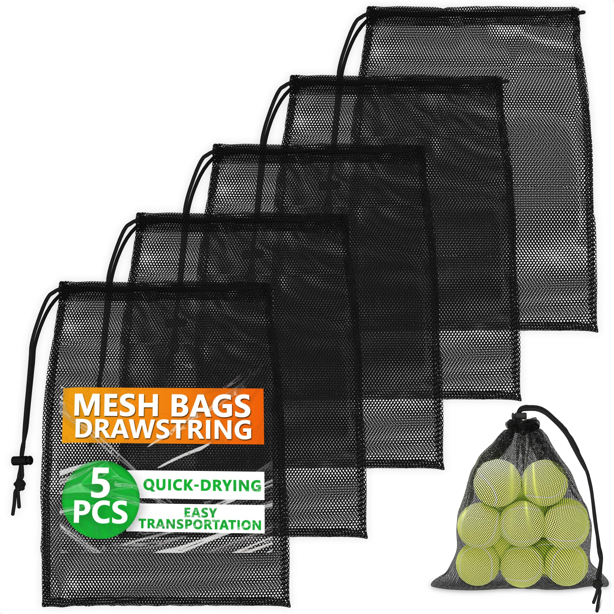 Strong, Lightweight, Breathable Mesh Bags (5Pcs S) - Perfect for Travel, Sports, and Swimming
| Quick-Dry and Tear-Resi